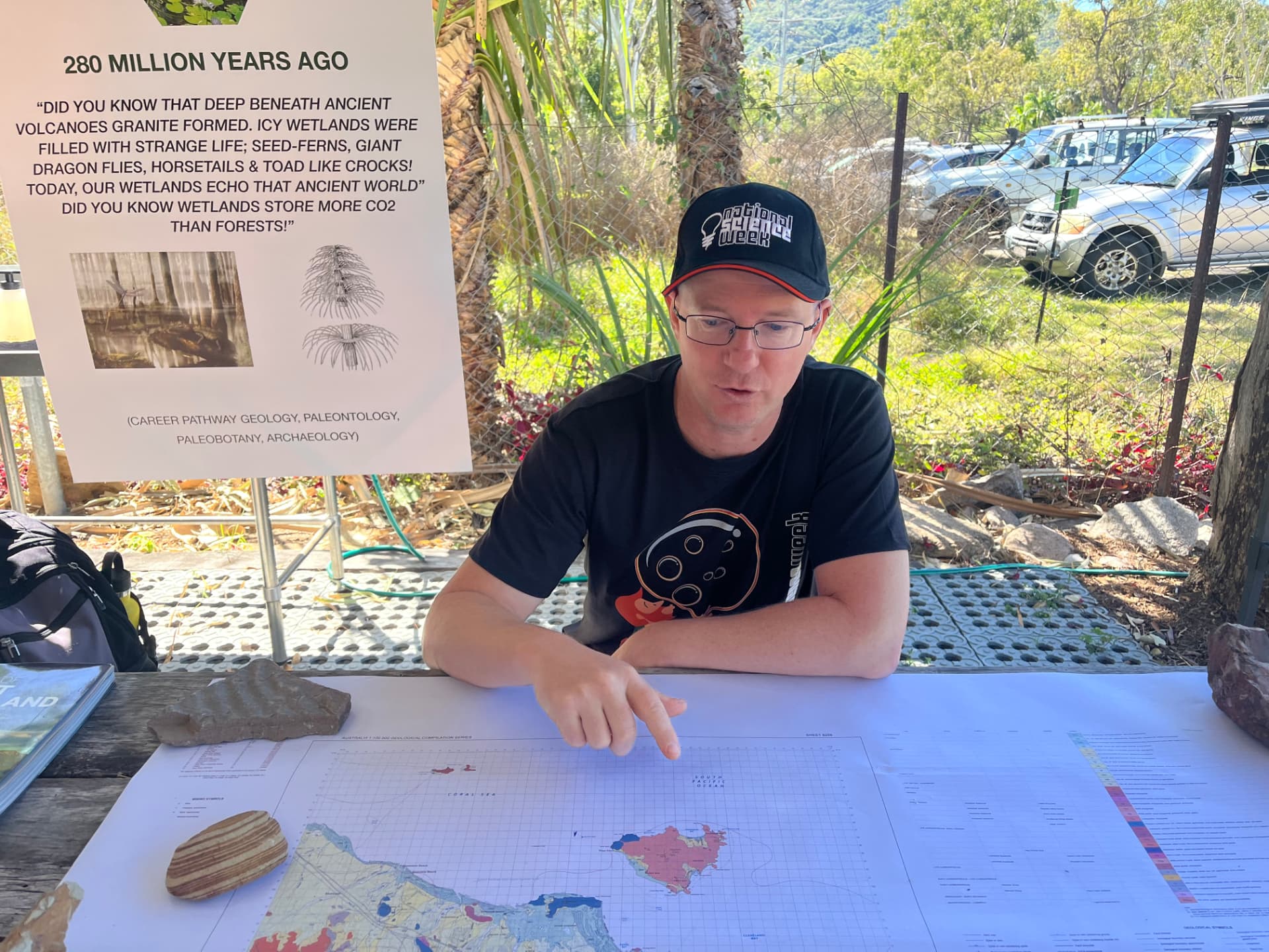 The Volcanoes, Swamps and Deep Time station at Science Week 2025, exploring 280 million years of Magnetic Island geology
